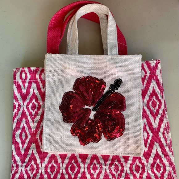 Valentine’s Day Gift Set Reusable Tote Bags 💟Flamingo & Hibiscus Variations - Picture 2 of 10